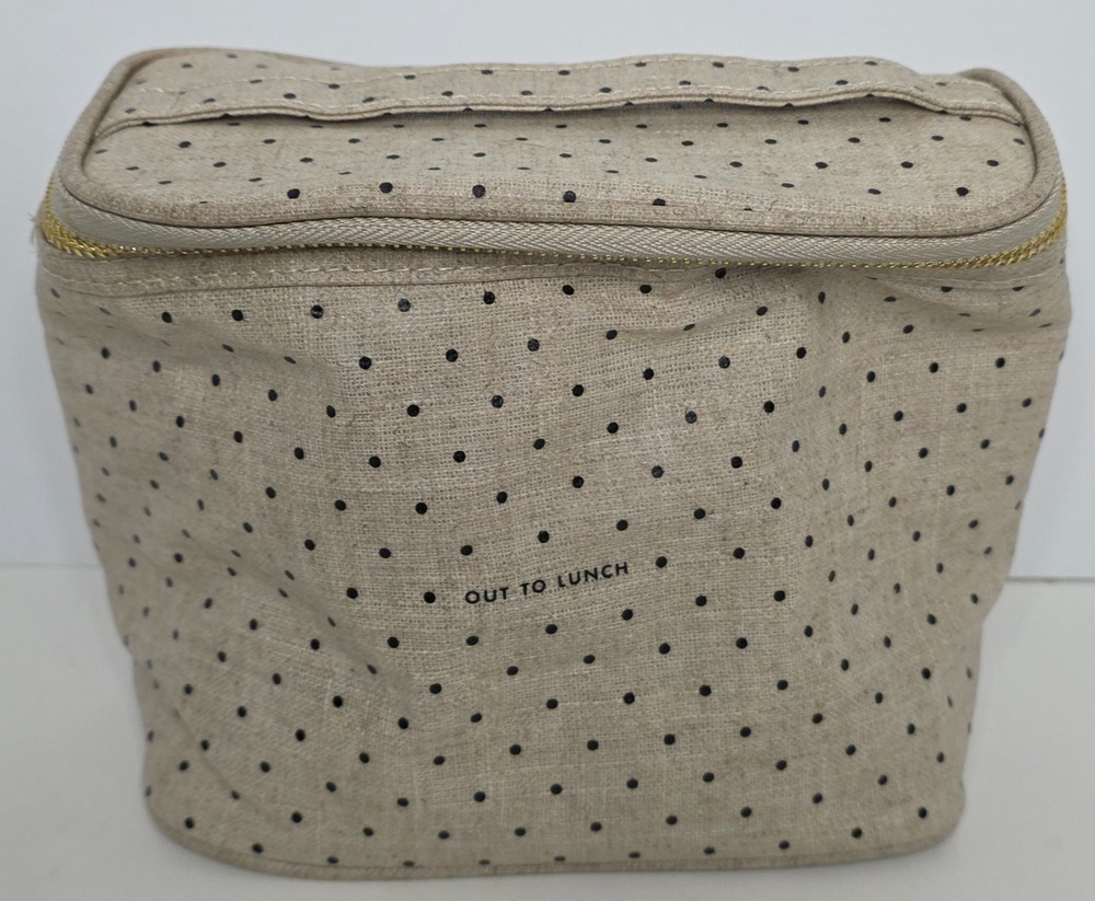 Kate Spade New York Out to Lunch Beige Black Polka Dot Insulated Lunch Bag